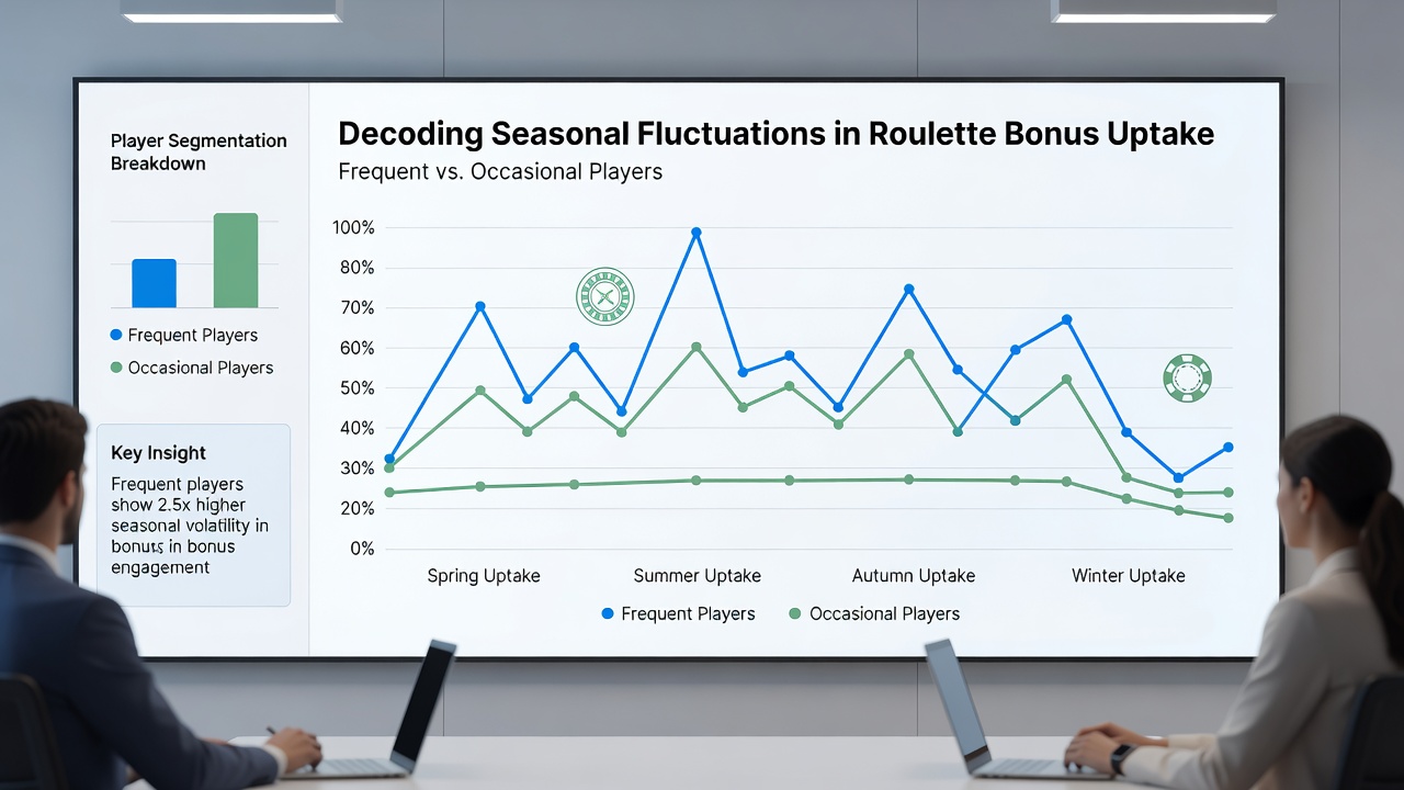 Comparison graph of roulette bonus claims by player frequency during summer and winter seasons