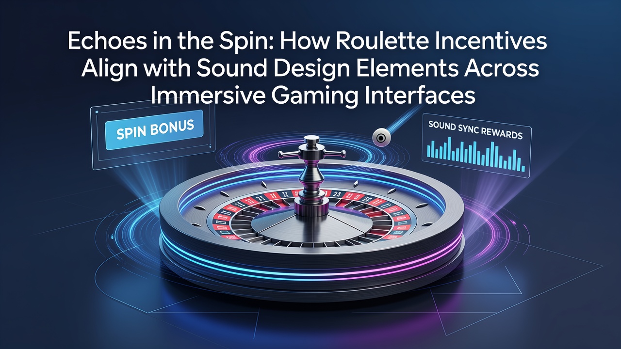 Roulette wheel interface showing layered audio waveforms synchronized with bonus trigger points in an immersive gaming environment