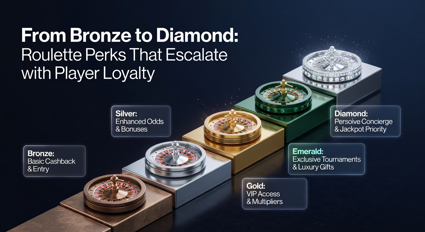 Close-up of a diamond-encrusted roulette wheel symbolizing top-tier loyalty rewards, with cascading perks visualized as glowing tiers