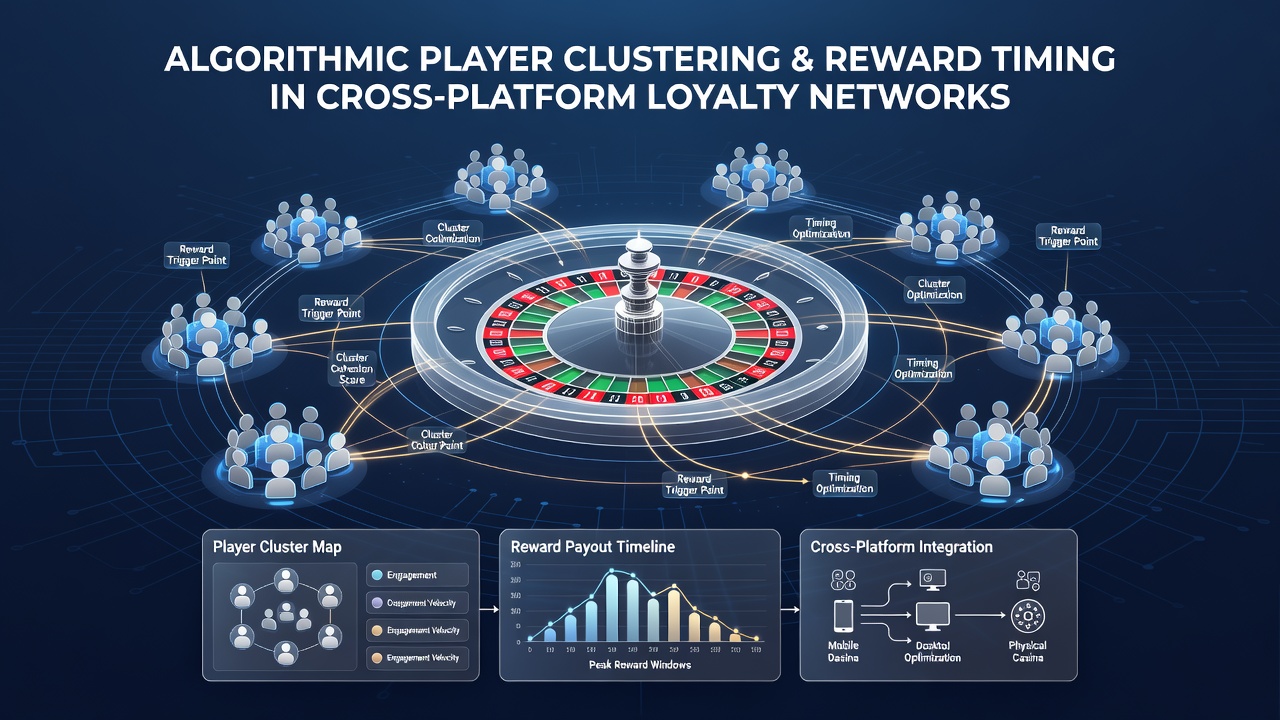 Diagram showing data flow between clustered player segments and reward delivery timing in interconnected roulette platforms
