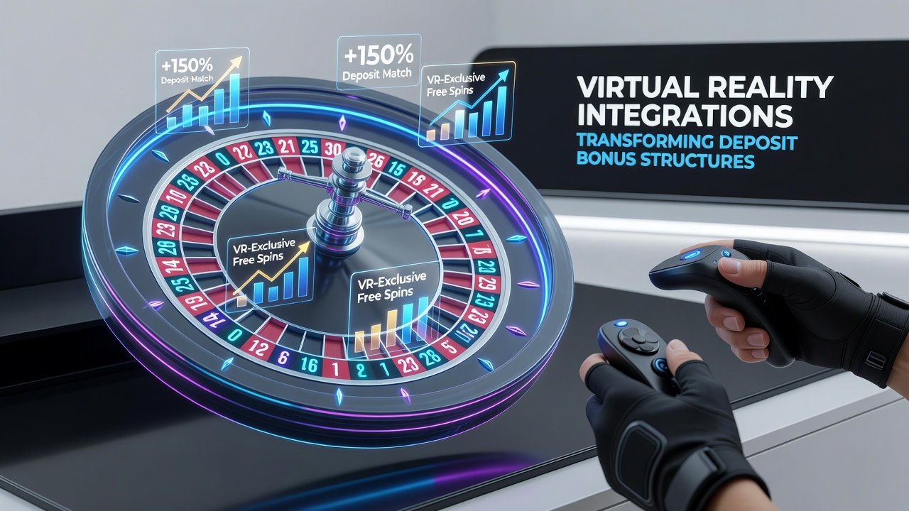 Detailed view of VR roulette wheel with overlaid bonus indicators in an immersive setting