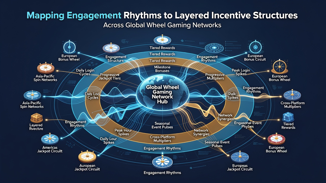 Data visualization of layered incentive structures mapped to player engagement rhythms in wheel games