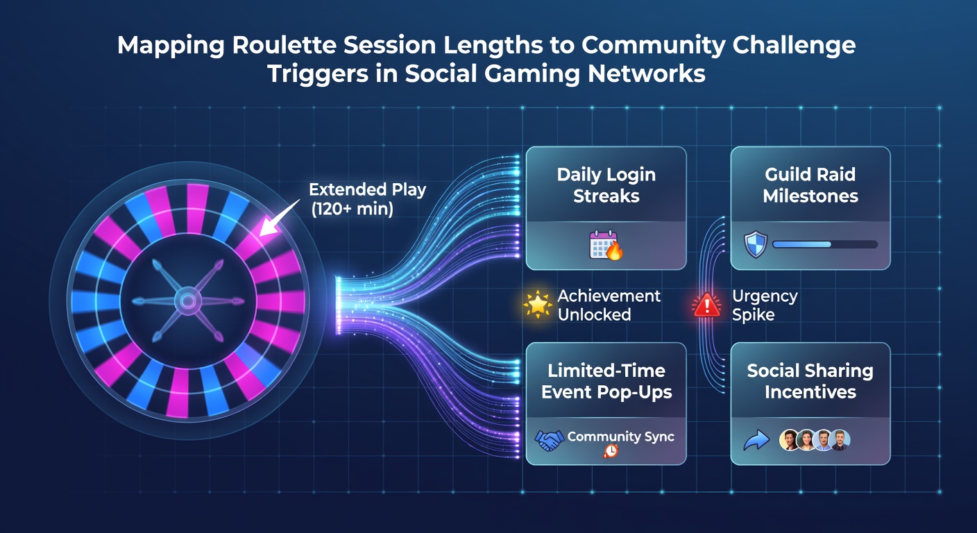 Network graph illustrating how individual roulette session durations connect to collective community challenge activation events