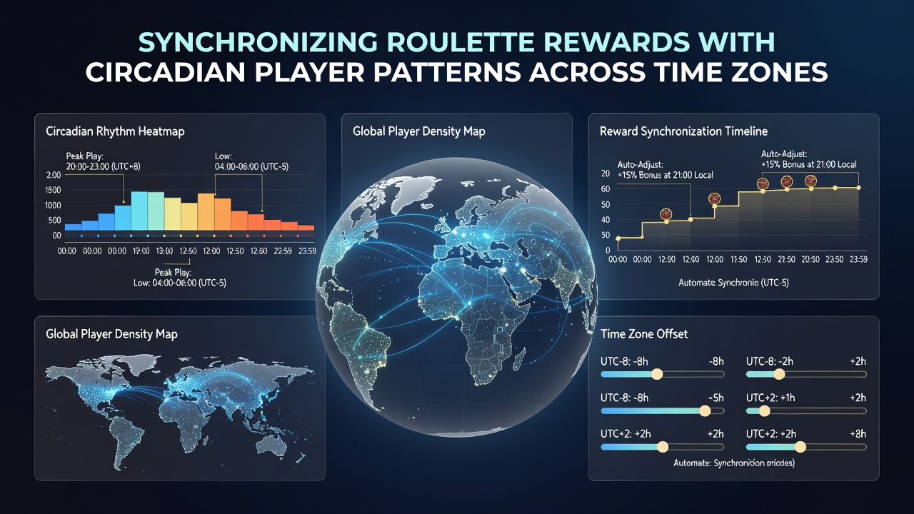 Analytics dashboard displaying time-zone segmented roulette reward activation times